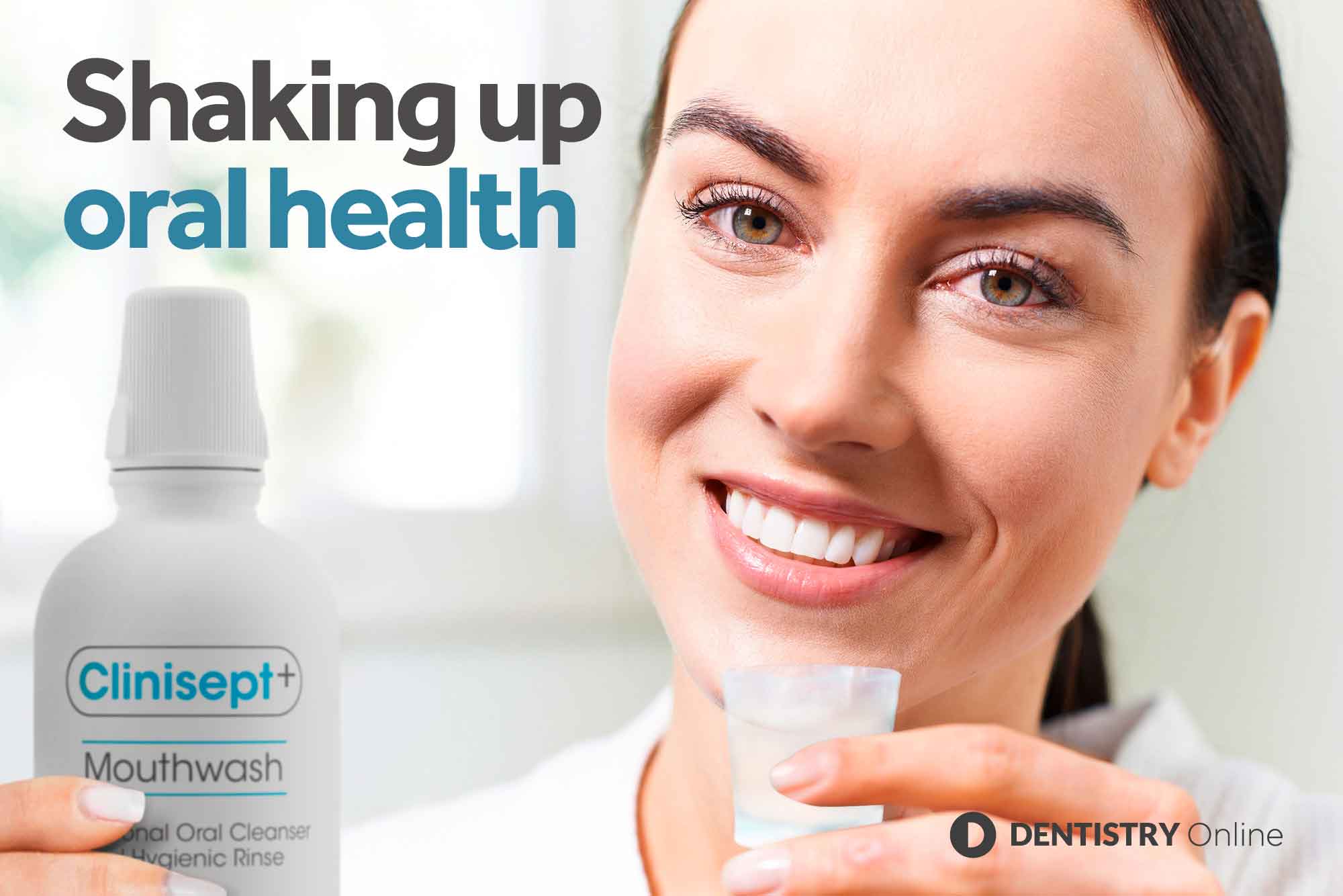 woman using Clinisept+ Mouthwash