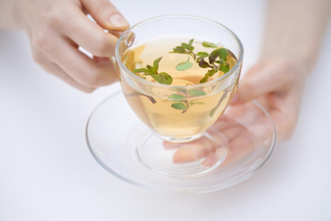 herbal tea in a glass cup